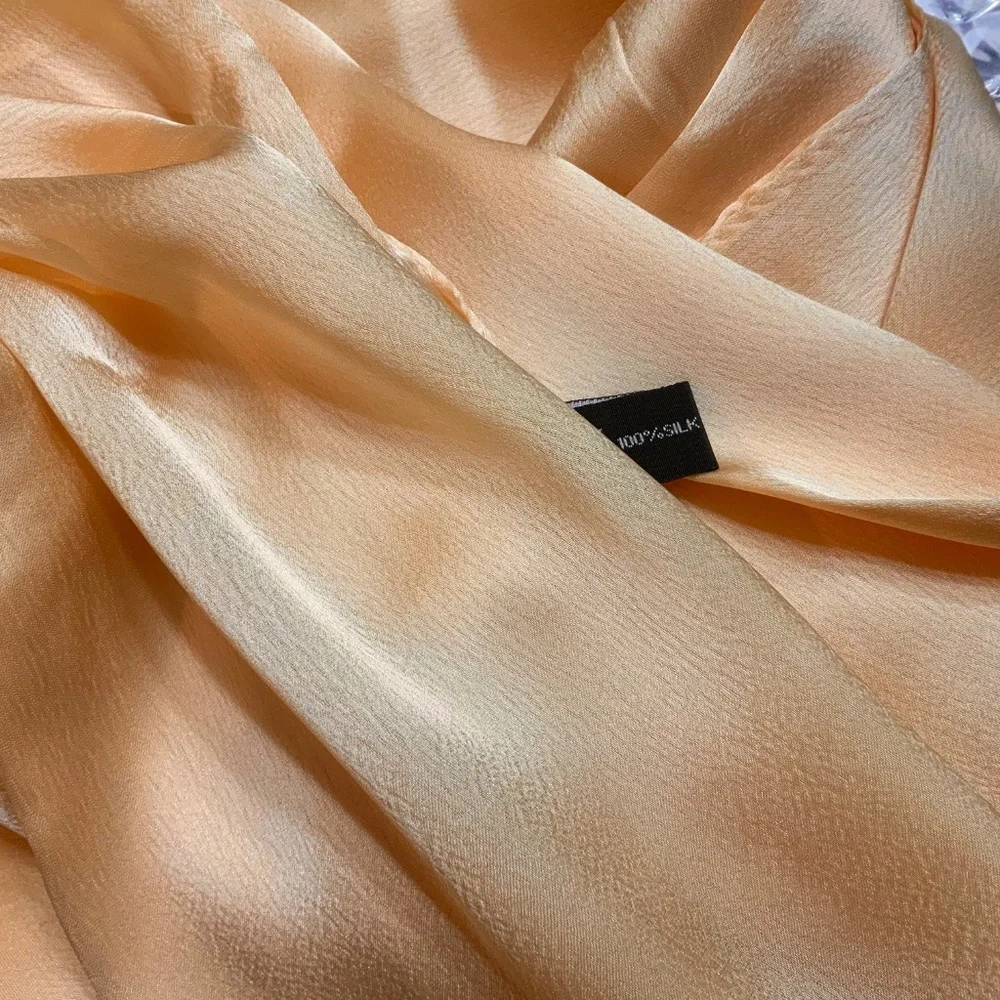 Light Caramel Beige 100% SILK SATIN Large Shawl Scarf Wrap Wedding Cover Up